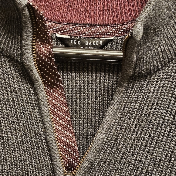 Ted Baker London Gray Stach Quarter Zip Sweater - Size 5 (XL) - Picture 4 of 13